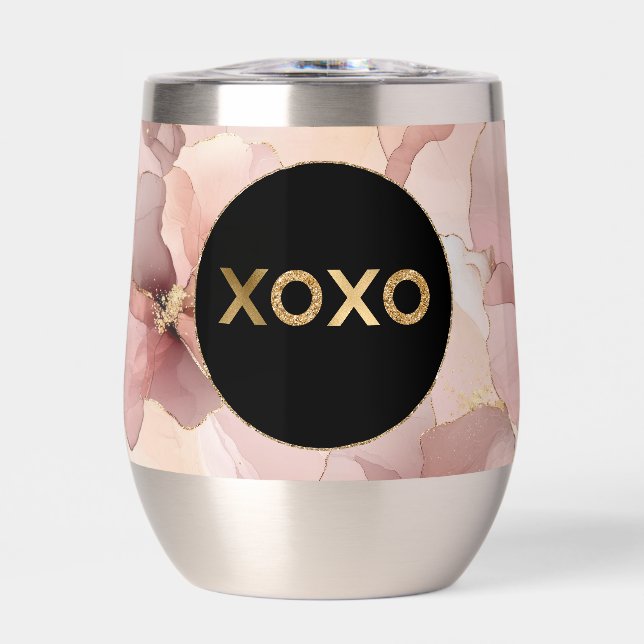 Parties scintillant d'or floral rose noir Cercle n (Avant)