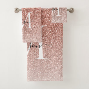 Parties scintillant d'or Girl Pink Rose Glam Monog
