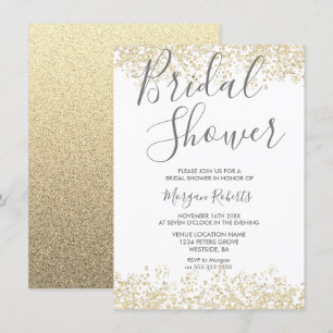 Parties scintillant d'or Invitation de douche nupt