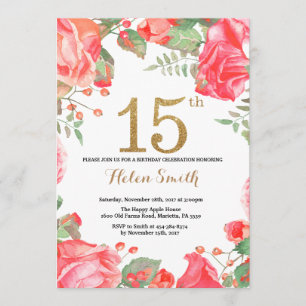 Parties scintillant d'or Invitation de la Flore ro