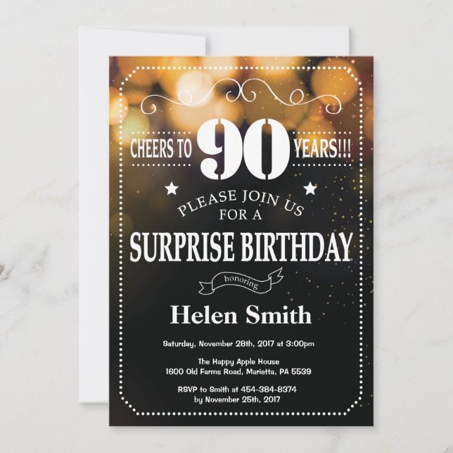 Parties scintillant d'or Invitation surprise 90e a (Devant)