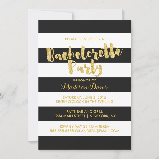 Parties scintillant d'or Invitations de la partie  (Devant)