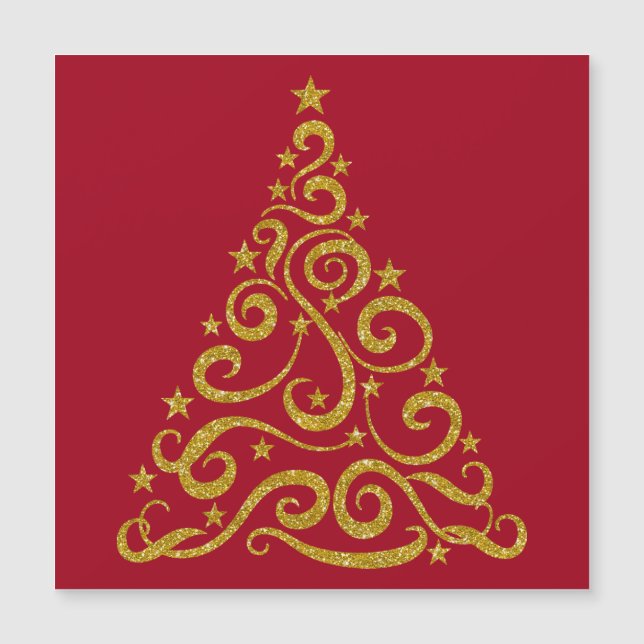 Parties scintillant d'or Look Arbre de Noël Magnet (Devant)
