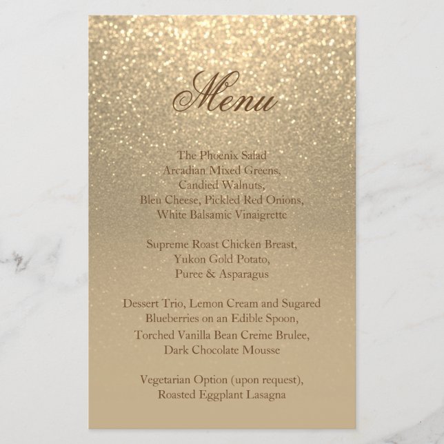 Parties scintillant d'or - Menu (Devant)