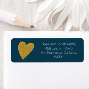 Parties scintillant d'or minimaliste Heart Blue Ad