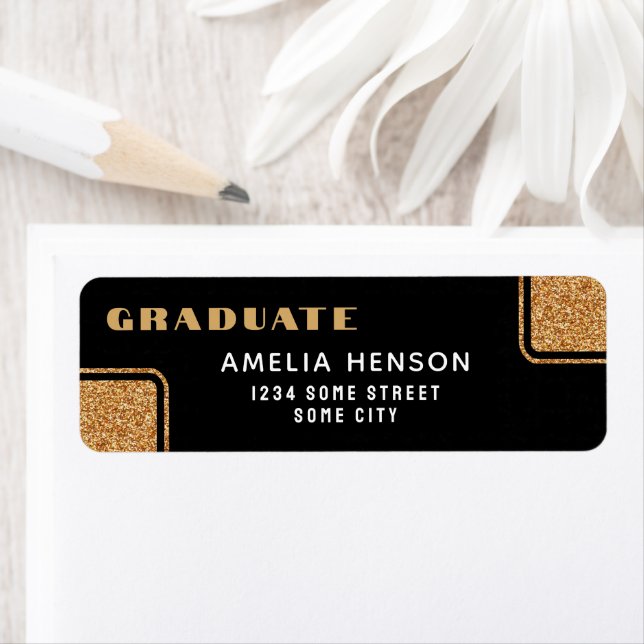 Parties scintillant d'or noir moderne Graduate Adr (En situation)