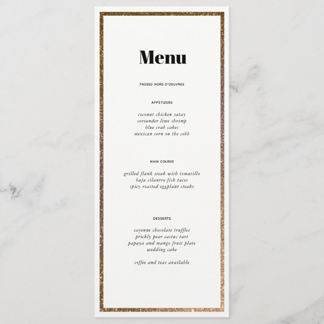 Parties scintillant d'or Numéro de tableau Menu pe (Devant)