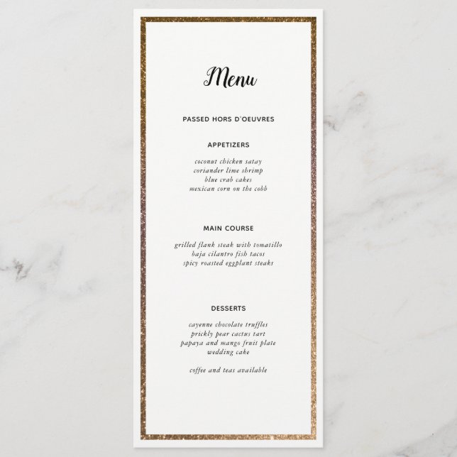 Parties scintillant d'or Numéro de tableau Menu pe (Devant)