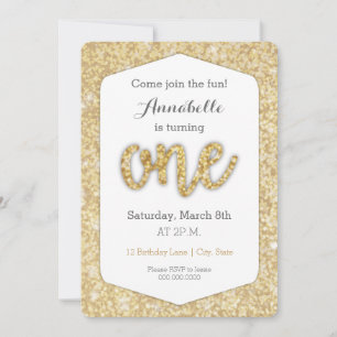 Parties scintillant d'or "One" première carte d'an