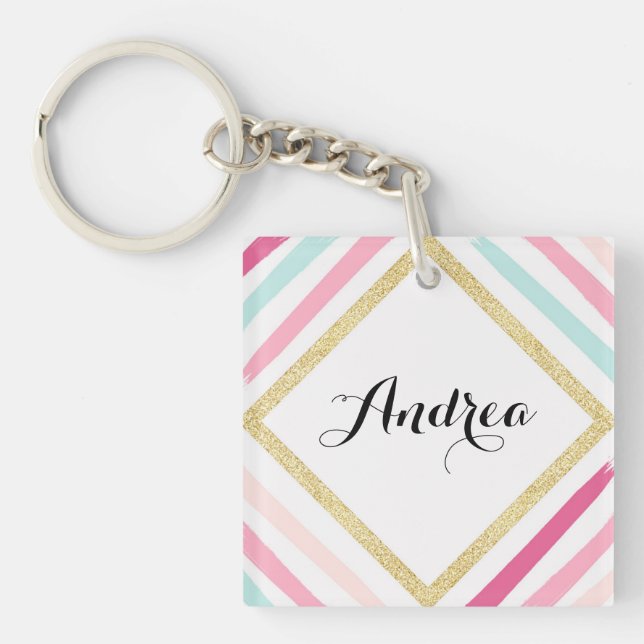 Parties scintillant d'or Pastel Stripes Porte - cl (Devant)