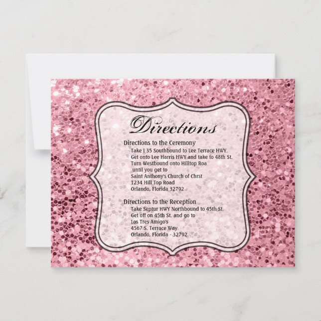 parties scintillant d'or Rose de carte de directio (Devant)