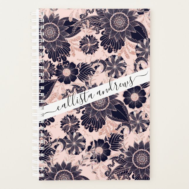 Parties scintillant d'or Rose Girly Navy Illustrat (Devant)