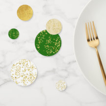 Parties scintillant d'or Table verte Confetti
