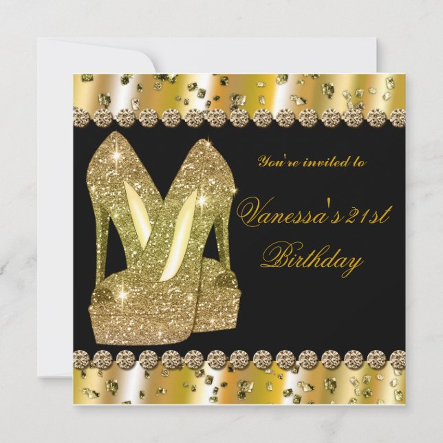 Parties scintillant d'or talons hauts invitation d (Devant)