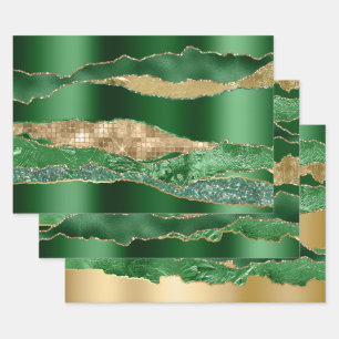 Parties scintillant d'or vert émeraude feuille mét