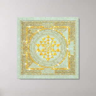 Parties scintillant dorée Sri Yantra - Toile envel