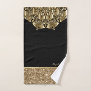 Parties scintillant élégante Mandala Black, Gold S