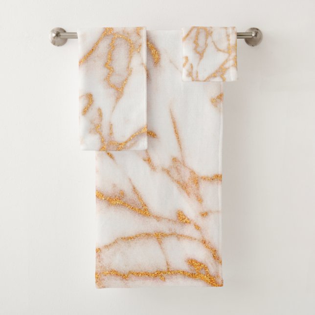 Parties scintillant en faux or en marbre blanc mod (En situation)