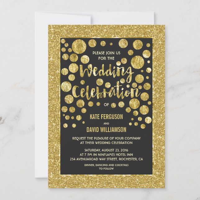 parties scintillant en faux or et invitations de m (Devant)