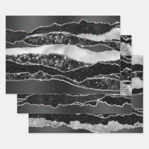 Parties scintillant en feuille argent noir classe 