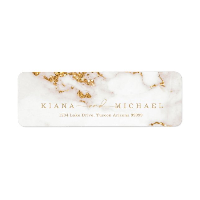 Parties scintillant en marbre moderne Mariage Gold (Devant)
