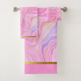 Parties scintillant en marbre rose violet or