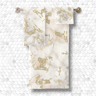 Parties scintillant en or métallique et marbre bla