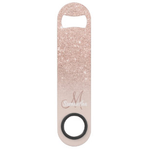 Parties scintillant en or rose monogramme moderne 