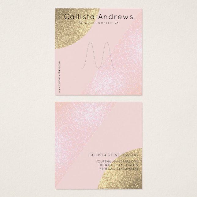 Parties scintillant en or rose pâle Écran Geo Hear (Devant & derrière)