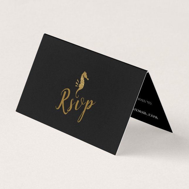 Parties scintillant en or Seahorse avec carte phot (Devant)