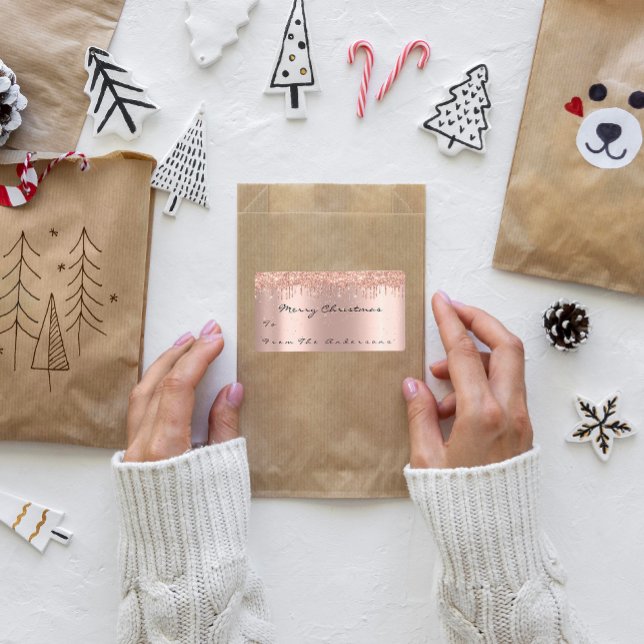 Parties scintillant Étincelle Rose Vacances de nei (Glitter Spark Rose Snow Holidays Christmas Season Label)