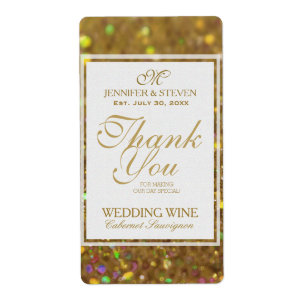 Parties scintillant Étiquette Vin Faux Gold
