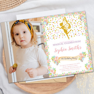 Parties scintillant Fairy Anniversaire Invitations