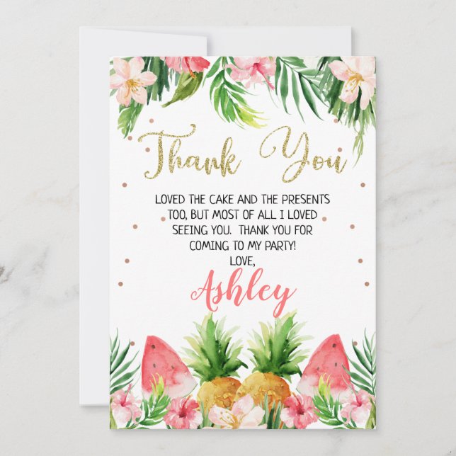 Parties scintillant Floral Hawaiian Birthday Carte (Devant)
