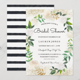 Parties scintillant Floral Wreath Invitation de la