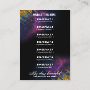 Parties scintillant Galaxy Carte Liste des parfums