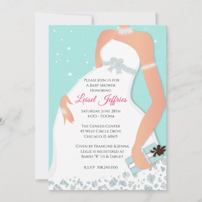 Parties scintillant Glam moderne Invitation Baby s (Devant)