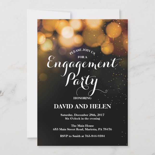 Parties scintillant Gold de la carte d'invitation  (Devant)