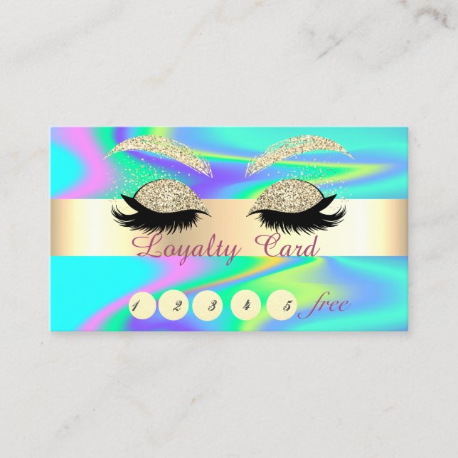Parties scintillant Gold Faux Lashes Carte de fidé (Devant)