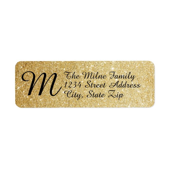 Parties scintillant Gold Faux Monogramme - Étiquet (Devant)