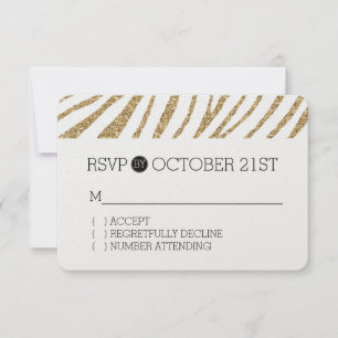 Parties scintillant Gold Faux Zebra Print RSVP