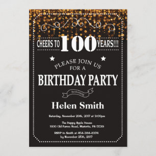 Parties scintillant Gold Invitation du 100e annive