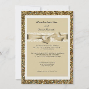 Parties scintillant Gold Lace Faire-part de mariag