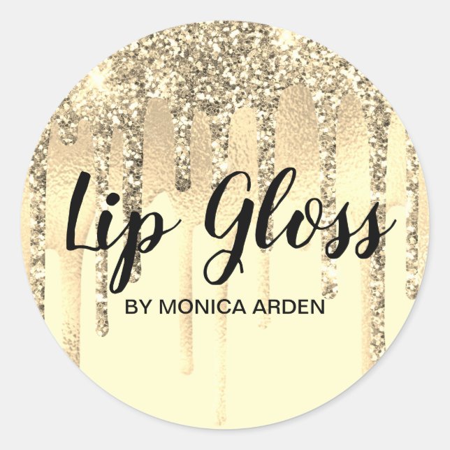Parties scintillant  Gold Lip Gloss Sticker Étique (Devant)