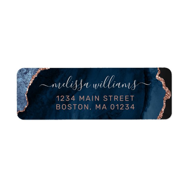 Parties scintillant Gold Rose Chic Blue Adresse de (Devant)