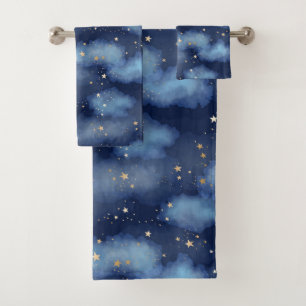 Parties scintillant Gold Stars Dark Blue Sky Motif