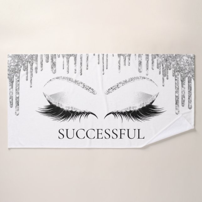 Parties scintillant gris argenté blanc maquillage  (Serviette de bain)