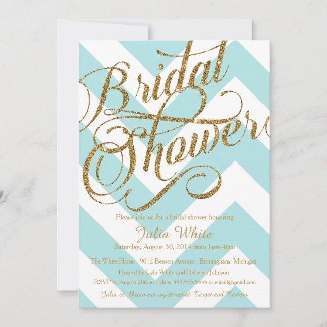 Parties scintillant Invitation de douche nuptiale  (Devant)