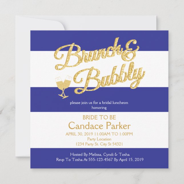Parties scintillant, Invitations de douches nuptia (Devant)