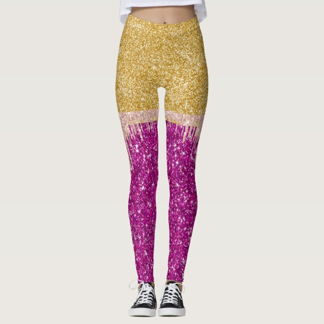 Parties scintillant Leggings violets d'or (Devant)